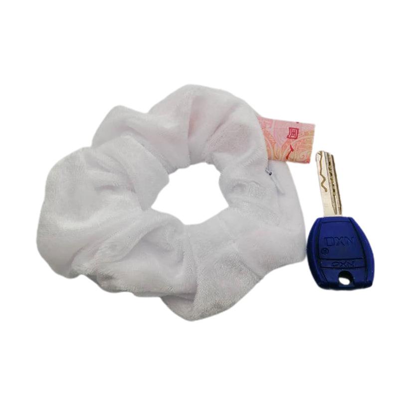 

Portable Invisible Storage Headband with Zipper Pocket, Velvet Elastic Hair Band, Vintage Multi-Color Outdoor Sports Accessory белый