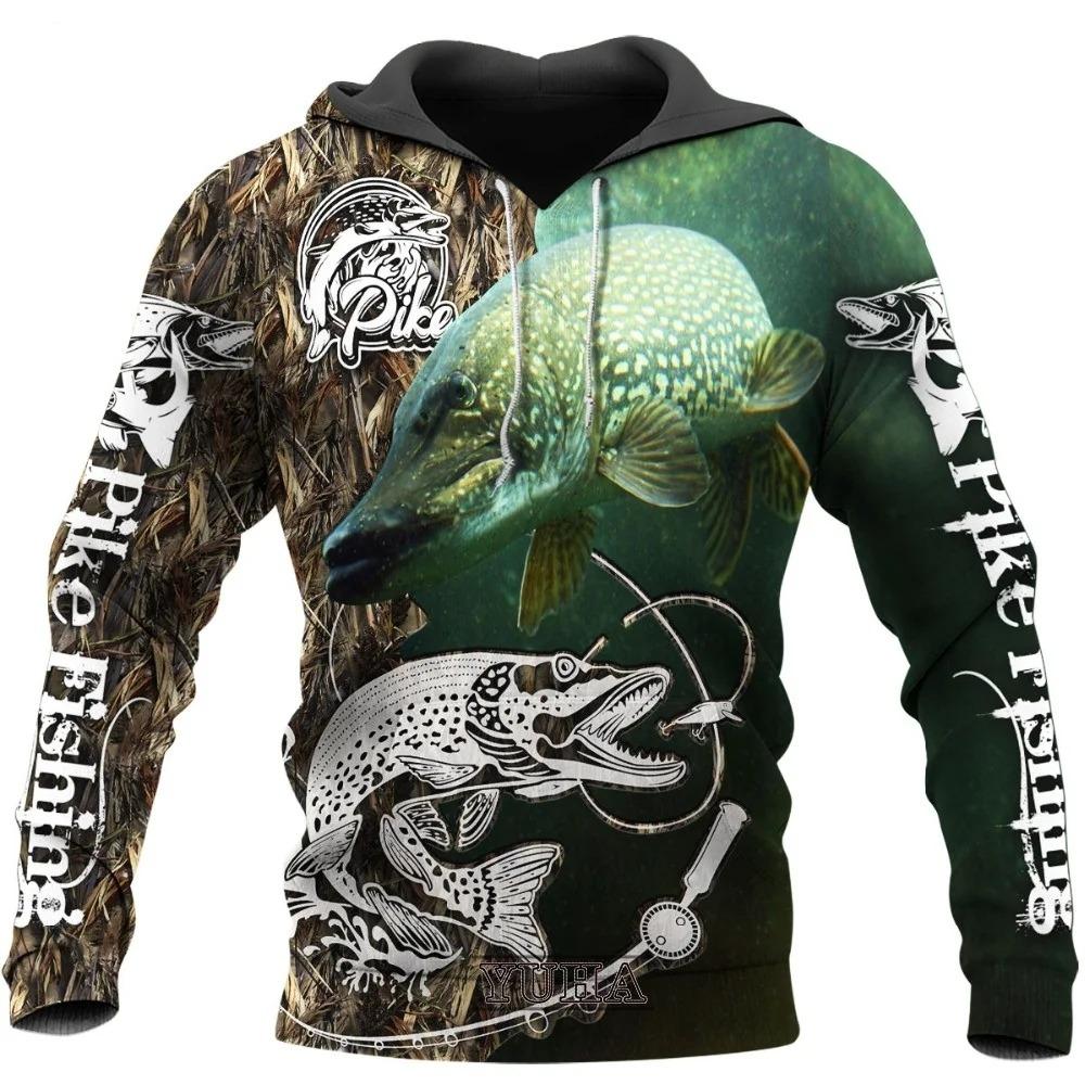 Felpe Animal Fisher Marlin Tuta da Uomo Felpe con Cappuccio Mimetiche da Pesca Per Uomo Moda Streetwear Harajuku Y2k Pullover con Stampa 3D