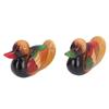 1 Pair Wooden Mandarin Ducks Figurine Colorful Love Birds Duck Statue Handmade Decorative Sculpture Wedding Ornament