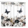 Black And White Flower Shower Curtain Flower Butterfly Shower Curtain With Hook Dark Flower Leaf Plant Bathroom Curtain Waterproof Shower Curtain