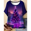 Moda para Mujer Cuello Redondo Manga Corta 3D Casual Estampado a Color Camiseta Casual de Manga Corta con Cuello Redondo