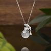 S925 Sterling Silver Ruyi White Chalcedony Lucky Bag Necklace - Niche Design Gift for Women, Friends, or Girlfriend