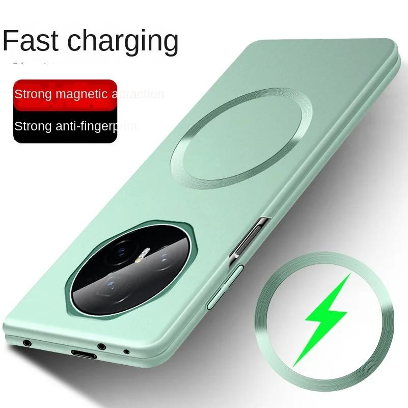 

Для Huawei Honor Magic V3 VS3 металлическая краска магнитный для Magsafe безрамный жесткий ПК чехол для Honor Magic V3 V2 VS2 беспроводной зарядки защитный чехол honor magic V3 зелёный