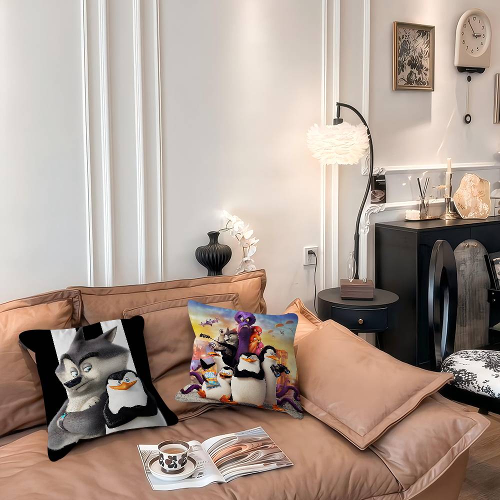 Cute P-Penguins Of M-Madagascar Personalized Pillow Cover Kids Bedroom Wild Party Decor Pillowcase Kid Birthday Shower Gift