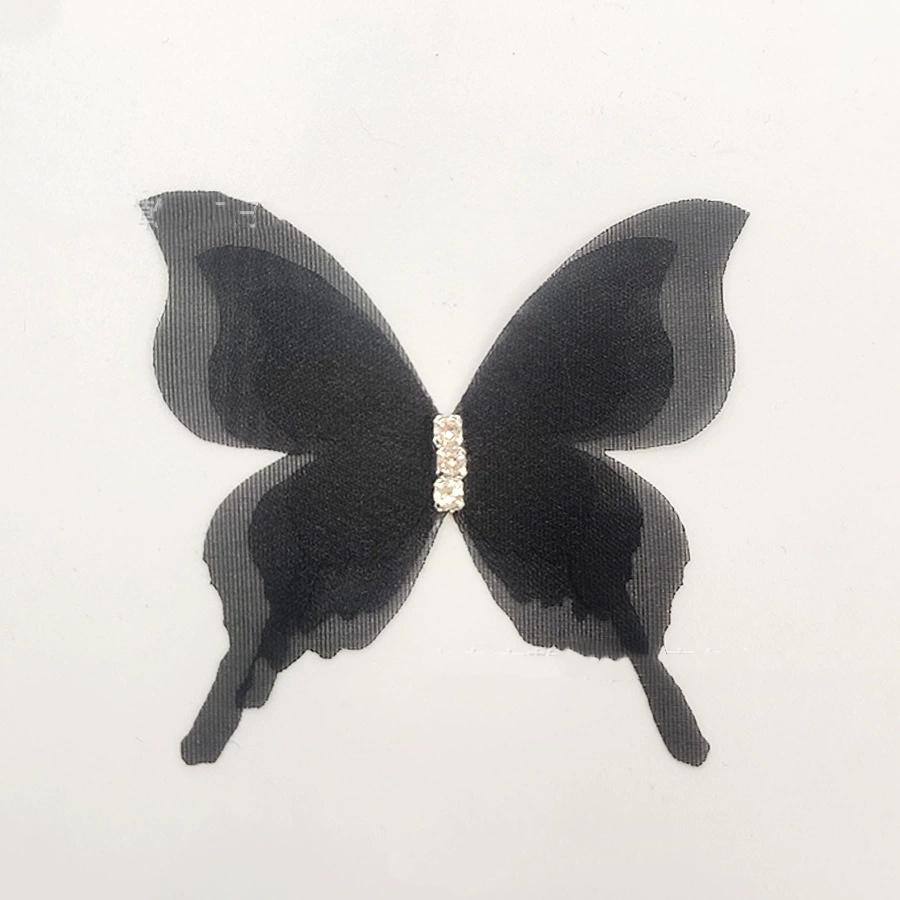 10 Stück Farbverlauf Organza Stoff Schmetterling Applikationen 3D 5CM Chiffon Schmetterling Verträumt Durchscheinend DIY Nähen Basteln Dekoration