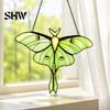 Wisząca ozdoba na taras ogrodowy, zawieszka okienna w stylu witrażowym, akrylowy łapacz słońca w kształcie ćmy, dekoracyjny wisiorek z generatorem tęczy do pokoju dziecięcego