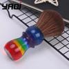 YAQI 26mm Rainbow Brown Synthetic Hair Mens Shaving Brushes Travel Case