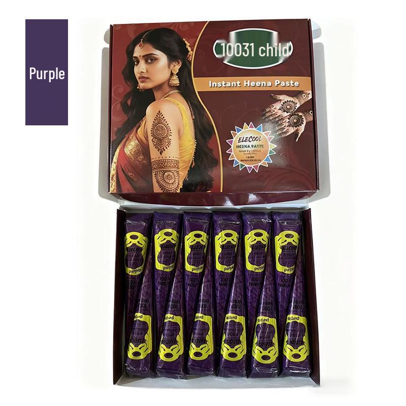 Plant-Based Henna Tattoo Paste: Hand-Painted Semi-Concealing Cream with Various Shades Available