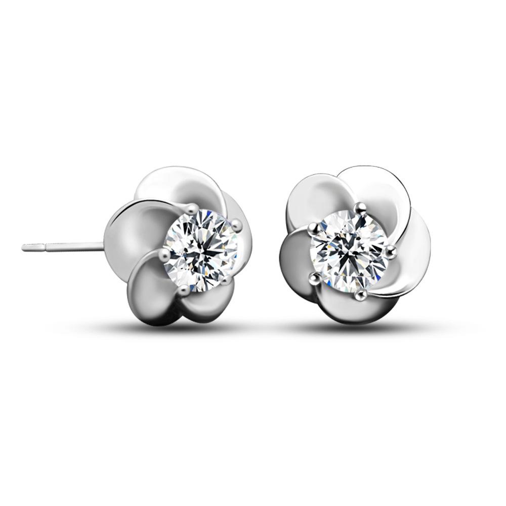 

Простые серьги-пусеты Hanmei с аметистом, серьги с цирконом 5A в виде цветка сливы, женские украшения с толстым платиновым покрытием