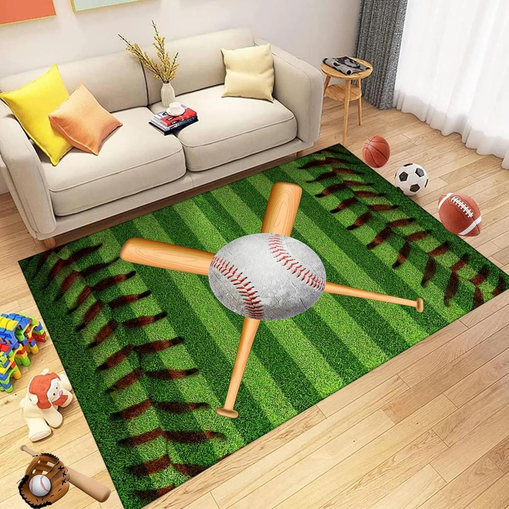 Basketball Court Area Rug Non-Slip Basketball Field Carpet Kid Basketball Sports Rugs Floor Mat for Living Room Playroom Decor