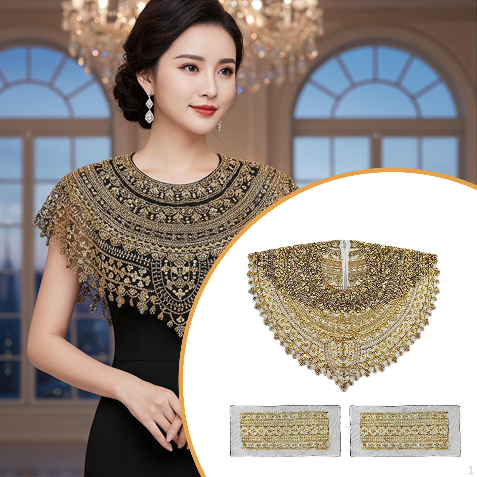 

Украшение для шали Съемный декоративный аксессуар для выреза, для женщин, Накладные воротники, Цветочные воротники для шеи золотой