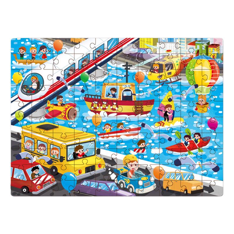 100pcs Wooden Puzzle Toys for Children Montessori Toy Space Jigsaw Puzzle Early Education Logical Thinking Training Puzzle Game