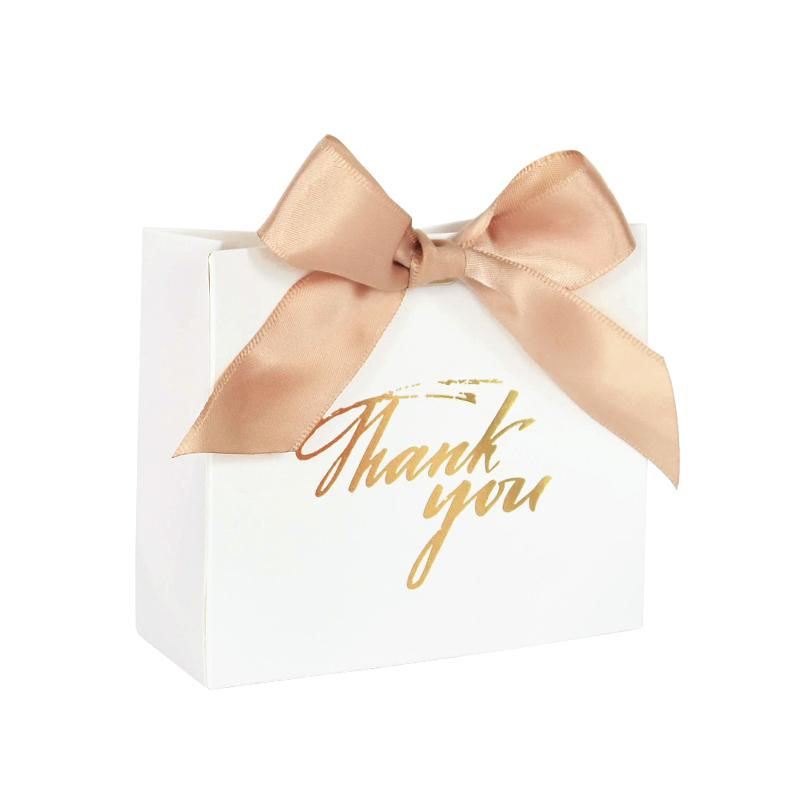 5/10pcs Thank You Candy Box With Ribbon Wedding Favors Chocolate Gift Box for Guests Christmas Baby Shower Birthday Party Decor