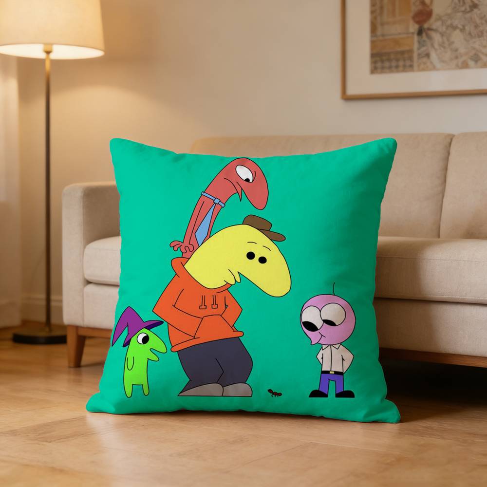 Cartoon S-Smiling F-Friends Pillow Case Pattern Printed Pillowcase For Living Room Sofa Cushion Cover Peach skin 18*18(CM)-1Pcs