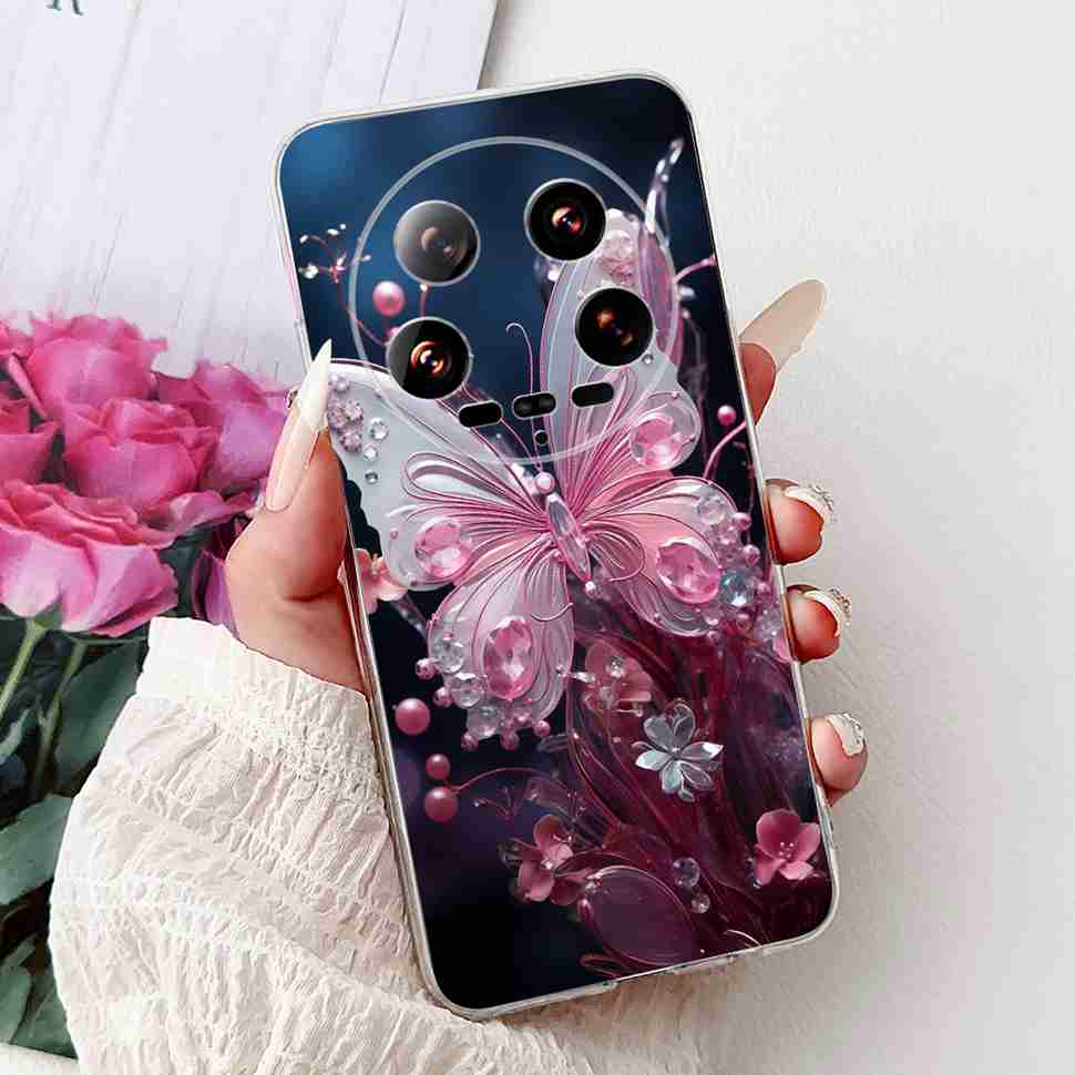 Case For Xiaomi 14 Ultra Butterfly Silicone Soft Phone Cover For Xiaomi Mi 14 Mi14 Ultra Shockproof Back Fundas Xiaomi 14Ultra