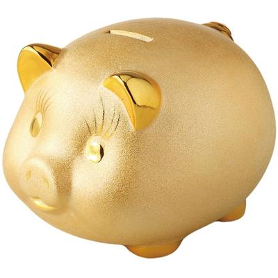 Guter B15 x T19 x Goldenes Schwein Gutes Geld Porzellan Ale-Netz Ornament, Glück, H14cm, Golden, (Große Größe), Glück, Glück, Glück,