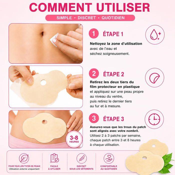 Patch Anti Cellulite - Patchs Ventre Plat Effet Chauffant Caféine Extraits de Plantes Raffermissant Femme Homme LOT DE 10