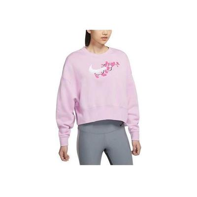 Floral Logo Relaxed Crew Neck Sweatshirt Women Tops Pink DJ4136-621