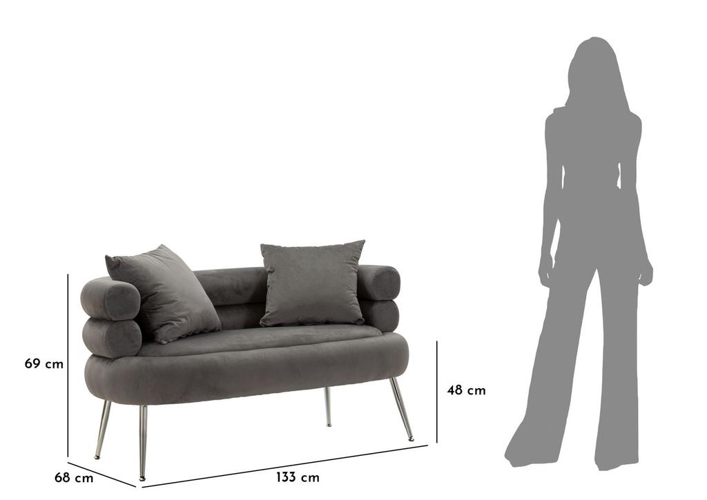 Sofa Silvery Plus With Cushions  Cm 133X68X69