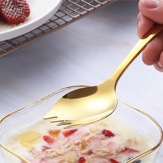 Nudeln Gabel 2 in 1 Antihaft Edelstahl Keine rauen Kanten Tragbare Salatspork für Zuhause