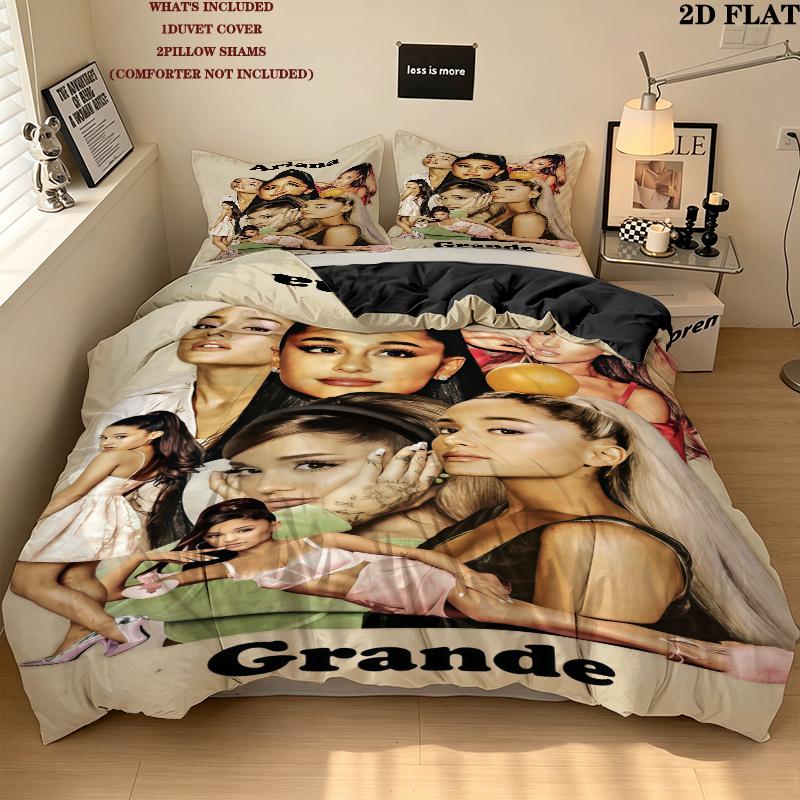 Ariana Grande Bedding Quilt Set Quilt Cover Pillowcase Home Decoration Birthday Gift (1 * duvet cover + 2 * pillowcase, without core)