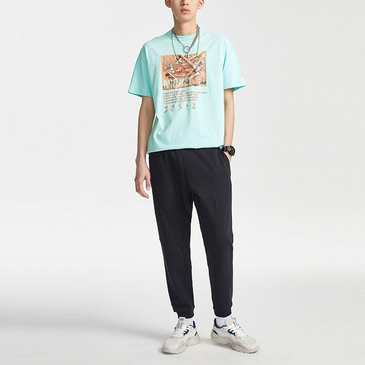 Li Ning X Disney Collaboration Sports Fashion Series Letter Print Knitted Cuffed Sweatpants Men Bottoms Black AKLR189-1