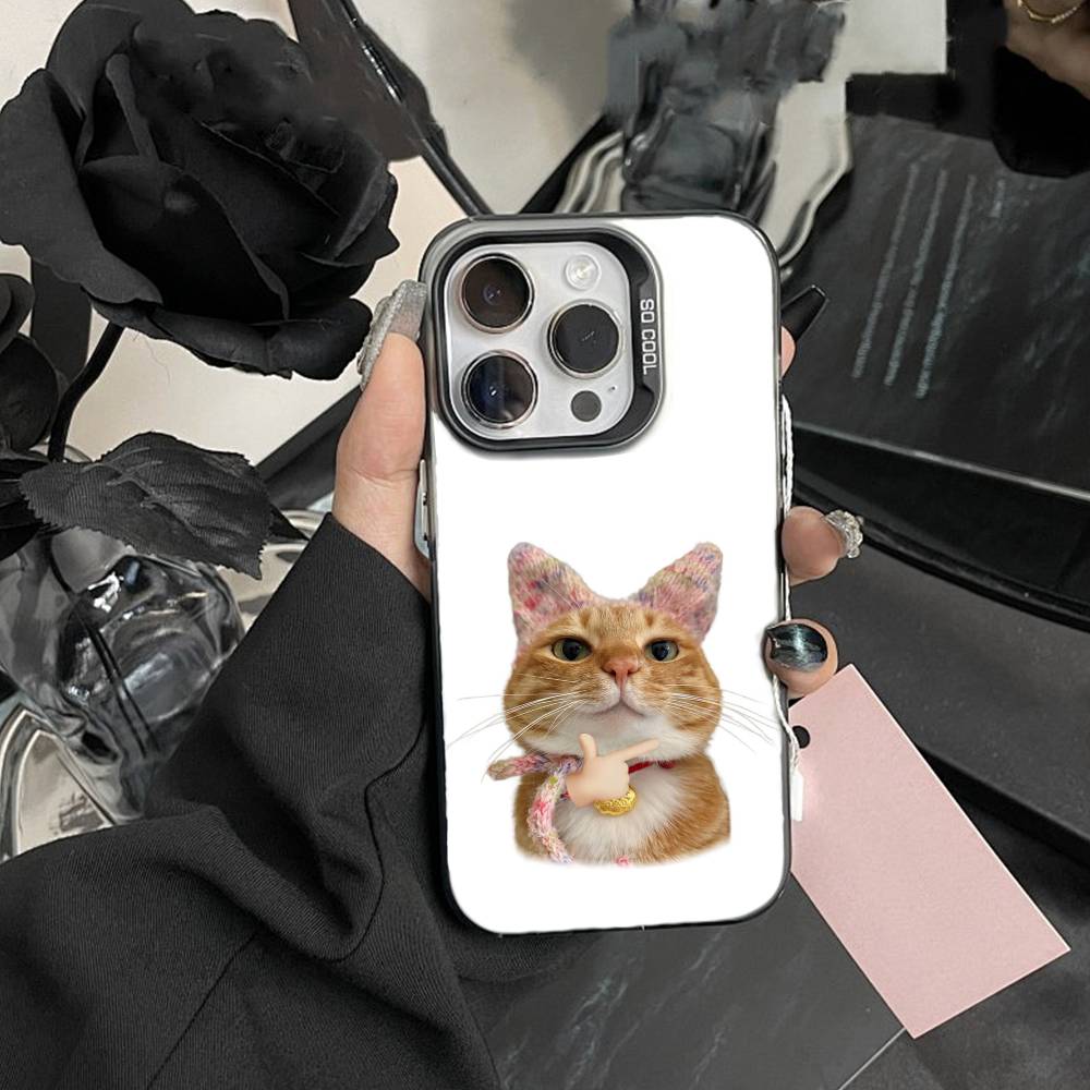 Goofy Cool Cats Big eyes Phone Case For iPhone 17,16,15,14,13,12,Pro MAX Black Matte Shockproof Cover