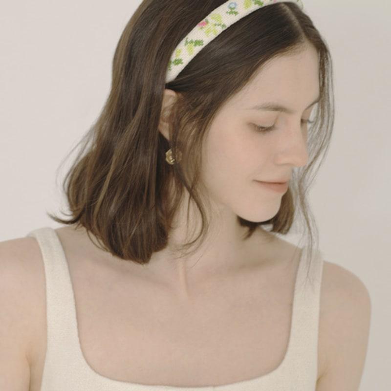 iCE GARDEN Cross-stitch Tweed Hair Band