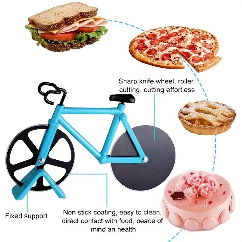 1 Stück Fahrrad-Pizzamesser Kreatives Rollen-Pizzamesser Doppelrad-Pizzaradmesser Pizza-Schlitzmesser und Pizzaschneider