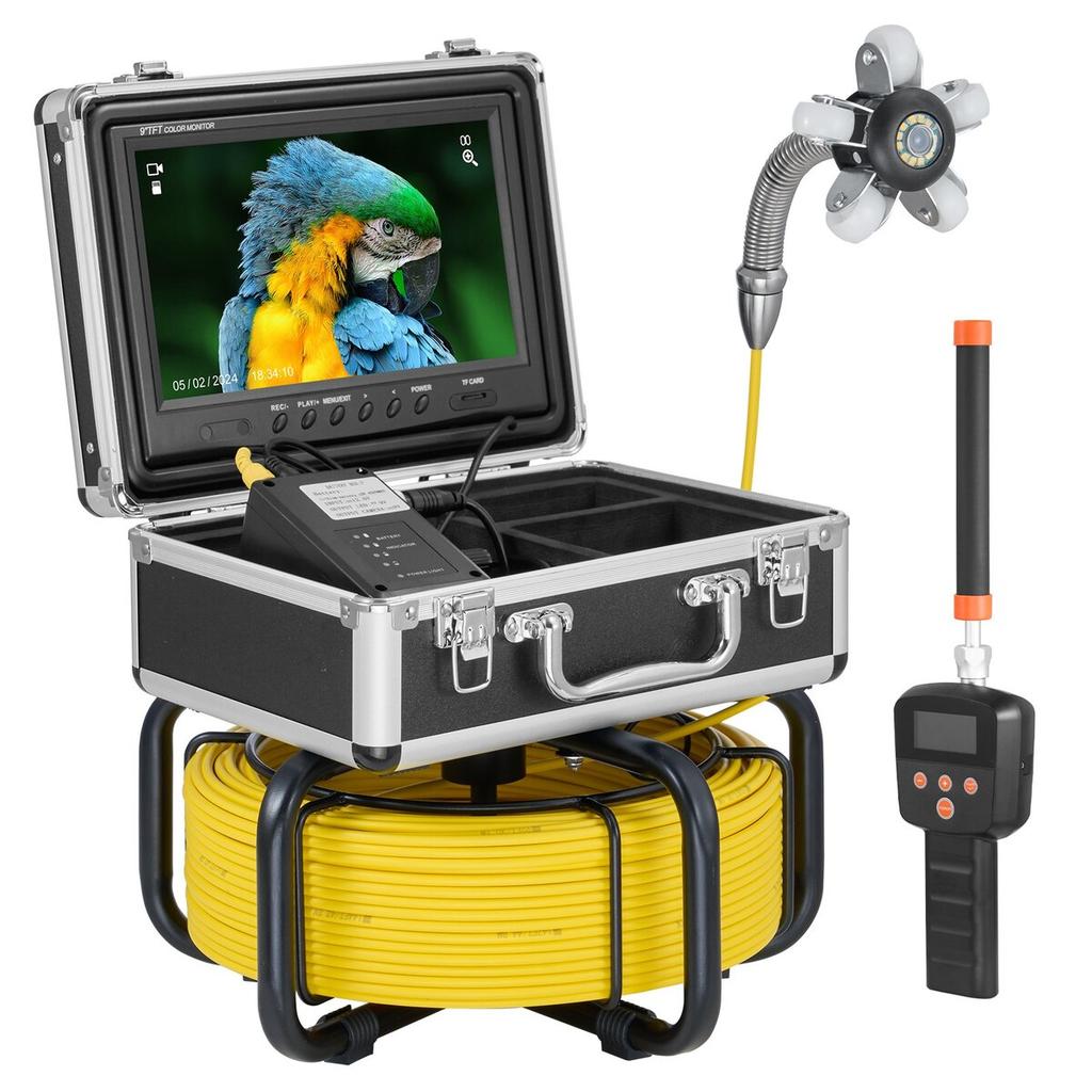 Sewer Camera 98 ft/30 m Self-Leveling Drain Duct Camera with 512Hz Locator