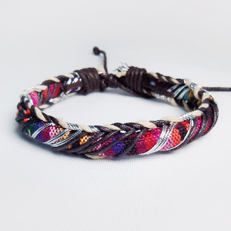 E300 Vibrant Ethnic Style Personalized Woven Bracelet - Simple, Fashionable Hand Jewelry
