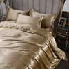 Solid Silk Bedding Set with Bed Sheet Duvet Cover Pillowcase Satin Single Couple Bedsheet King Queen Double Twin Size
