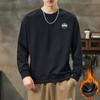 Crew Neck Sweater Men'S Velvet Winter Thickened Thermal Pullover American Simple Light Ripe Trendy Top