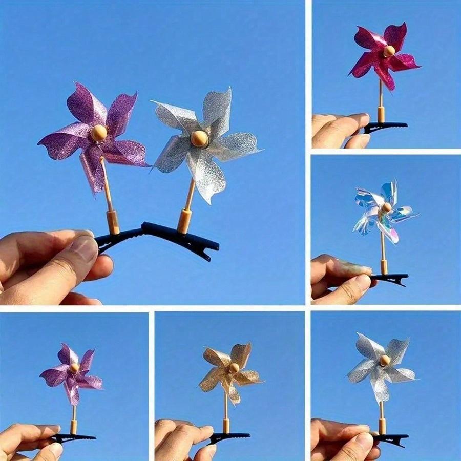 Colorful Windmill Hair Clips - Fun and Cute Headwear Accessories, Perfect for Parties and Gift Styles Random (Random Colors)