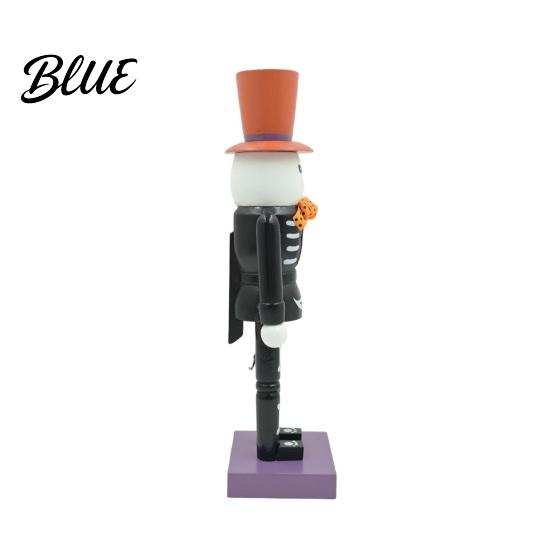 Unique Halloween Party Decoration Nutcracker Wooden Figurine Hand-Painted Skeleton Soldier Ornament Retro Pumpkin Basket Table Centerpiece
