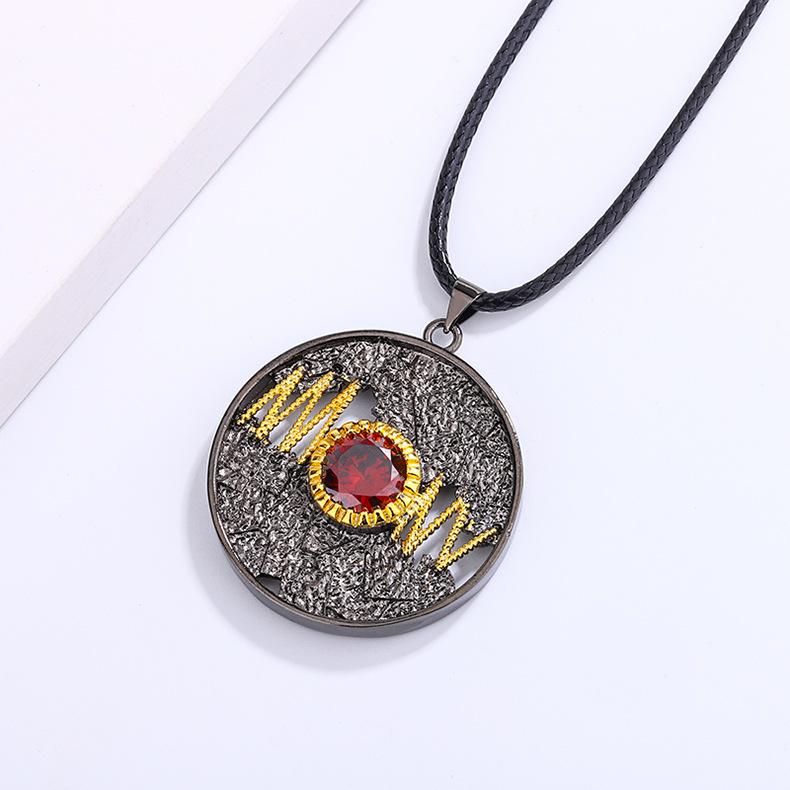 Modern and Simple WM Ruby Necklace with Two tone Gold