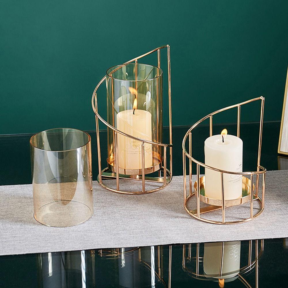 Goldener/Schwarzer Metallglas-Kerzenhalter Rutschfeste Ornamente Nordischer Kerzenständer Flacher Boden Mehrzweck