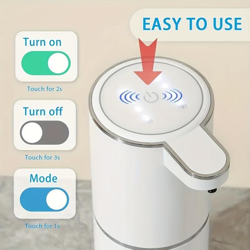 1pc Automatic Soap Dispenser 380ml/13.5oz Touchless Sensor Foaming Soap Dispenser USB Rechargeable For Bathroom & Kitchen