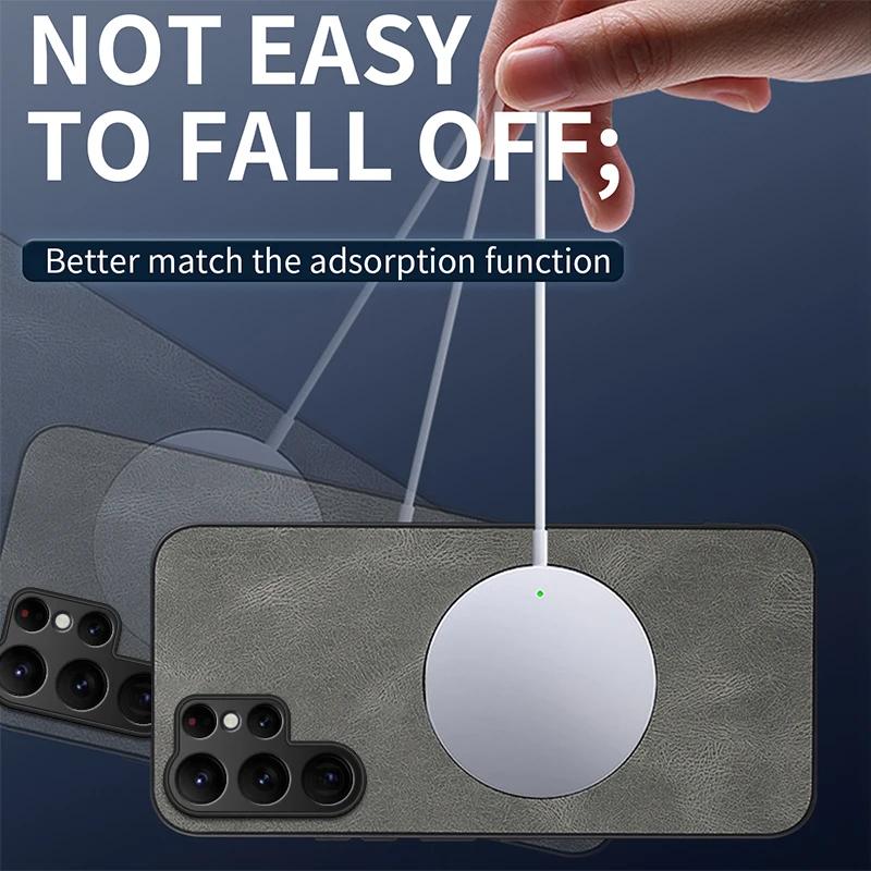 Magsafe Phone Case for Samsung S25 Ultra S 25+ Luxury Sheep Skin Magnetic Matte Anti-drop Bumper Cover for Galaxy S25 Edge