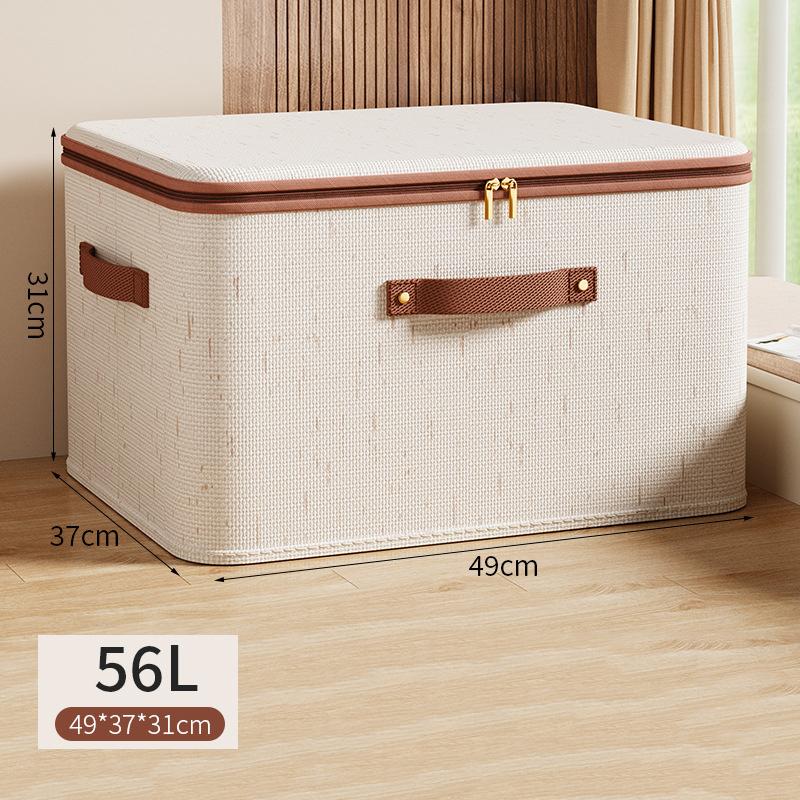 Foldable Fabric Clothes Storage Boxes - Washable Moisture-Proof Organizer Bins with Lock & Handles for Closet