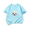 Kids Cotton T Shirt Cute Peeking Seal Print Crew Neck Short Sleeve Tee Casual Breathable Boys Girls Summer Tops