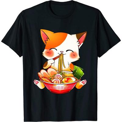 Vanchieu87 Ramen Cat Neko Anime Kawaii Japanese Merch Gifts Women Girls T-Shirt Sweatshirt Hoodie Tank Top V-Neck for Men Women Kids