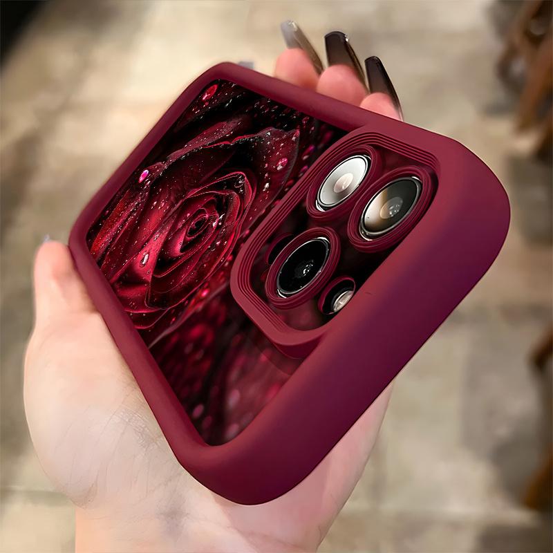 Wunderschöne Handyhülle mit Regentropfen-Rosenmuster für Samsung S25 S24 S23 S22 S21 S20 F06 M16 Note 20 FE Plus Ultra 4G 5G Weiches Silikon