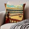 Spanish Running of the Bulls Cushion Cover Pillowcase Antidustmite Invisible Zipper Short Plush Sofa Cushion