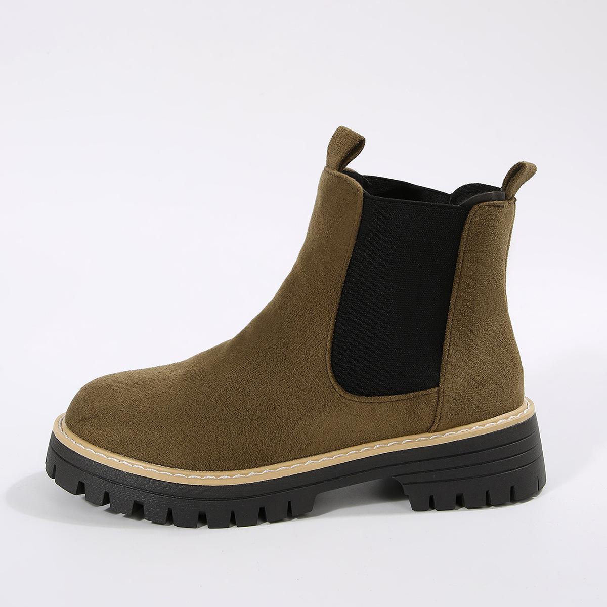 

2025 осень и зима новая женская обувь Мартин для внешней торговли большого размера на толстой подошве из замши средней высоты с круглым носком и толстым каблуком 43 армия зеленый