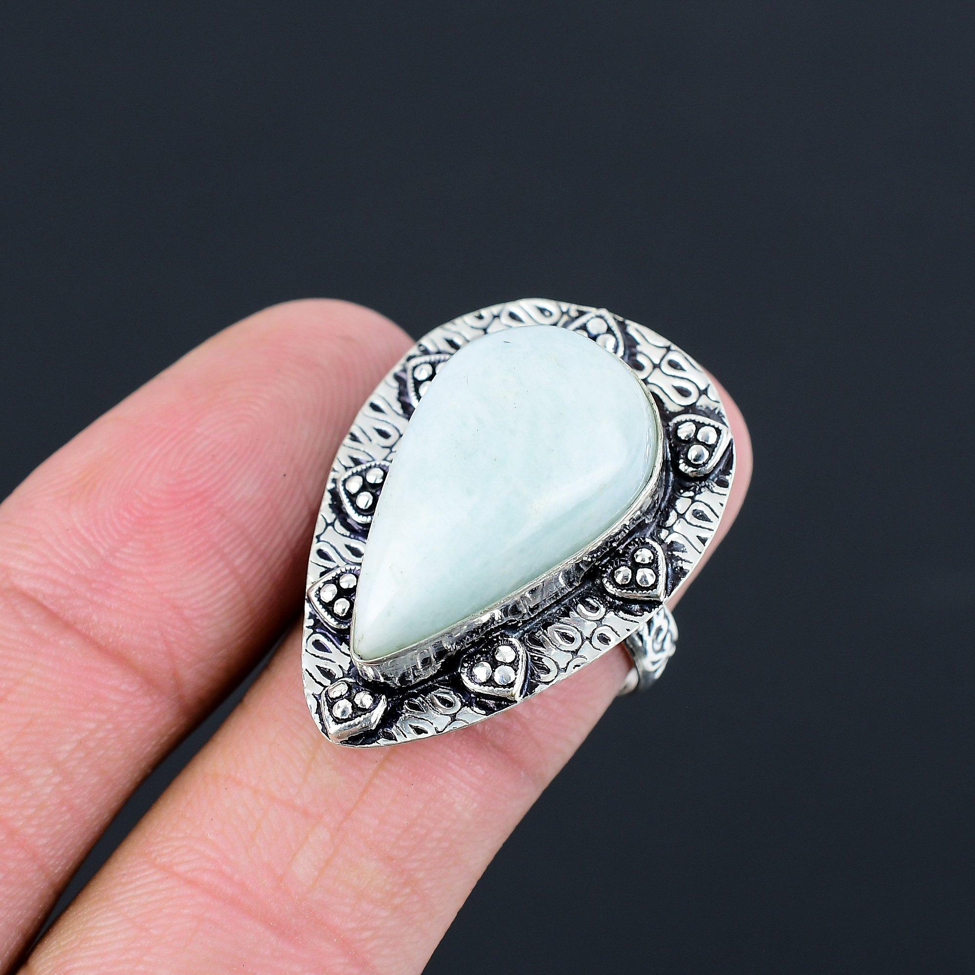 

Gift For Women Multi Stone Ring Size 8.5 925 Silver Natural Amazonite Gemstone 8.5