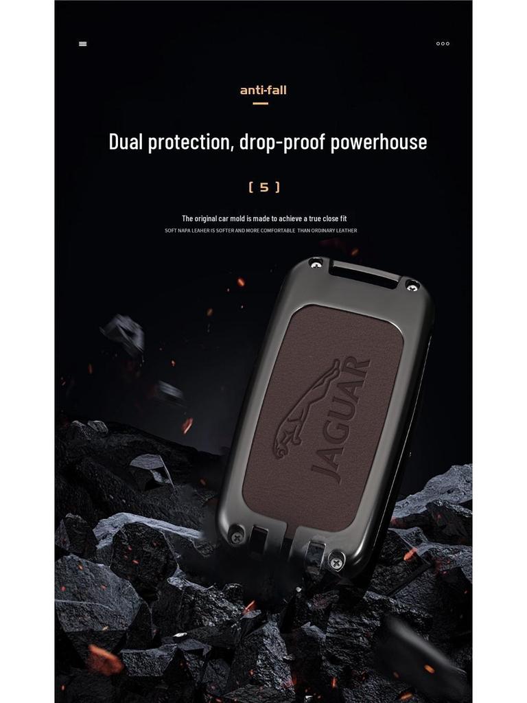 Jaguar XFL/XEL/XJL/F-Pace/F-Type Key Case with Buckle - Premium Car Key Remote Holder