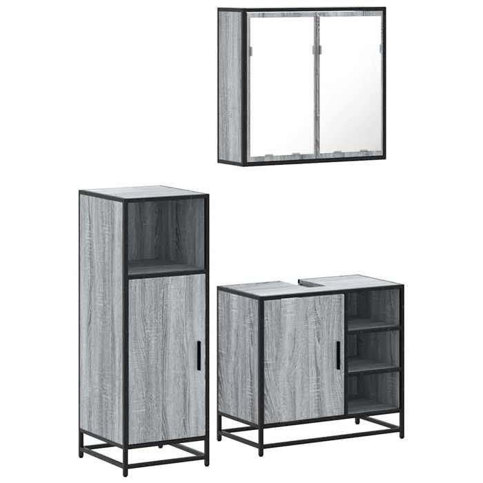 VidaXL Ensemble De Meubles De Salle De Bain 3 Pcs Sonoma Grey, Bathroom Cabinet, Bathroom Cupboard, Furniture of 3300968