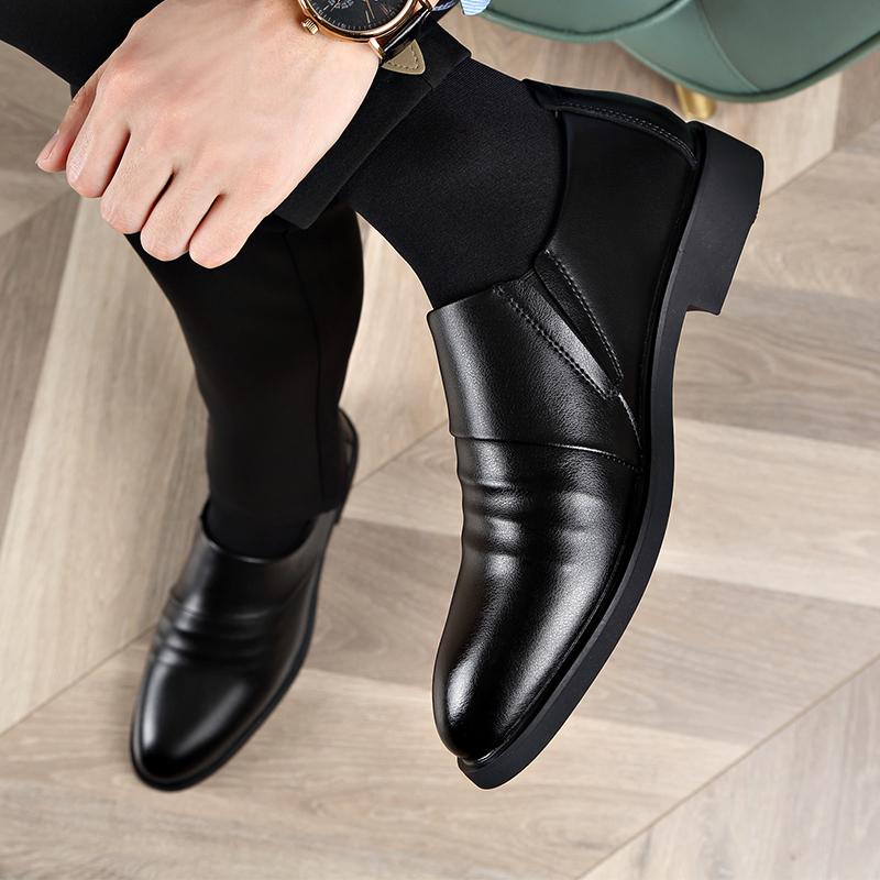 Mote Casual Lær Herre Formelle Business Sko Elegante Dress Loafers Enkle Slip-on Flats Fritid Gå Kjøresko Mann Oxford Sko
