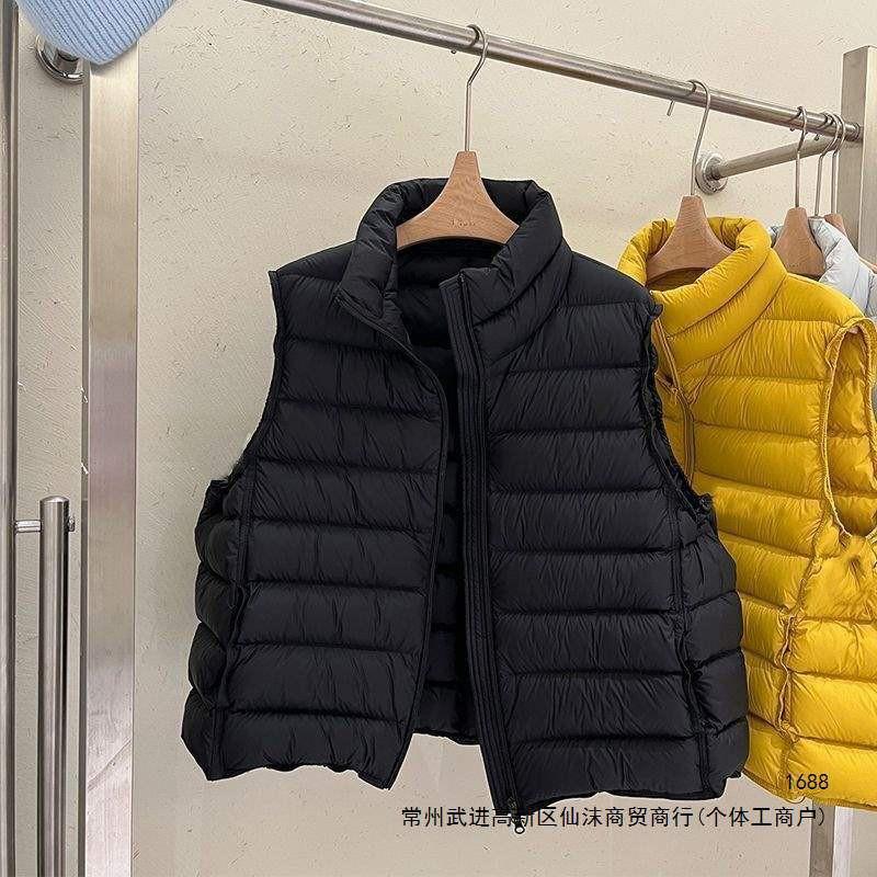 Womens Lightweight Down Vest White Duck Puffer Sleeveless Jacket Short Stand Collar Slim Fit Outerwear